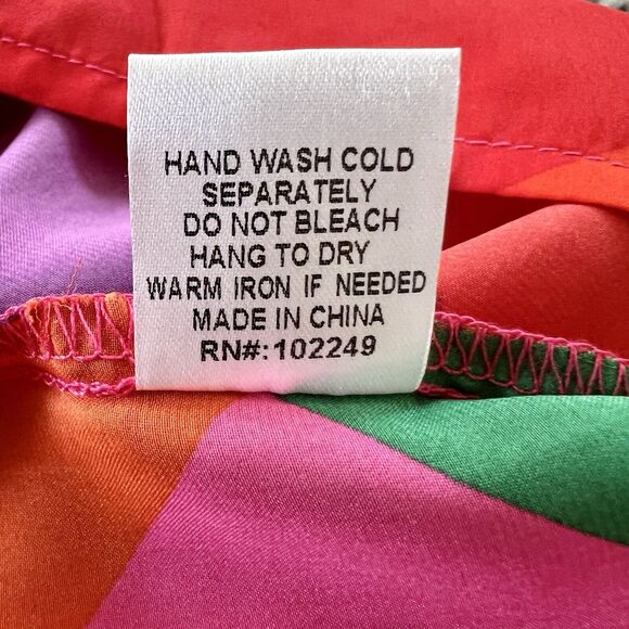 Skies are Blue Iliana Tiered Pink Colorful Maxi Dress Size Small Puffy Sleeve - Picture 16 of 16